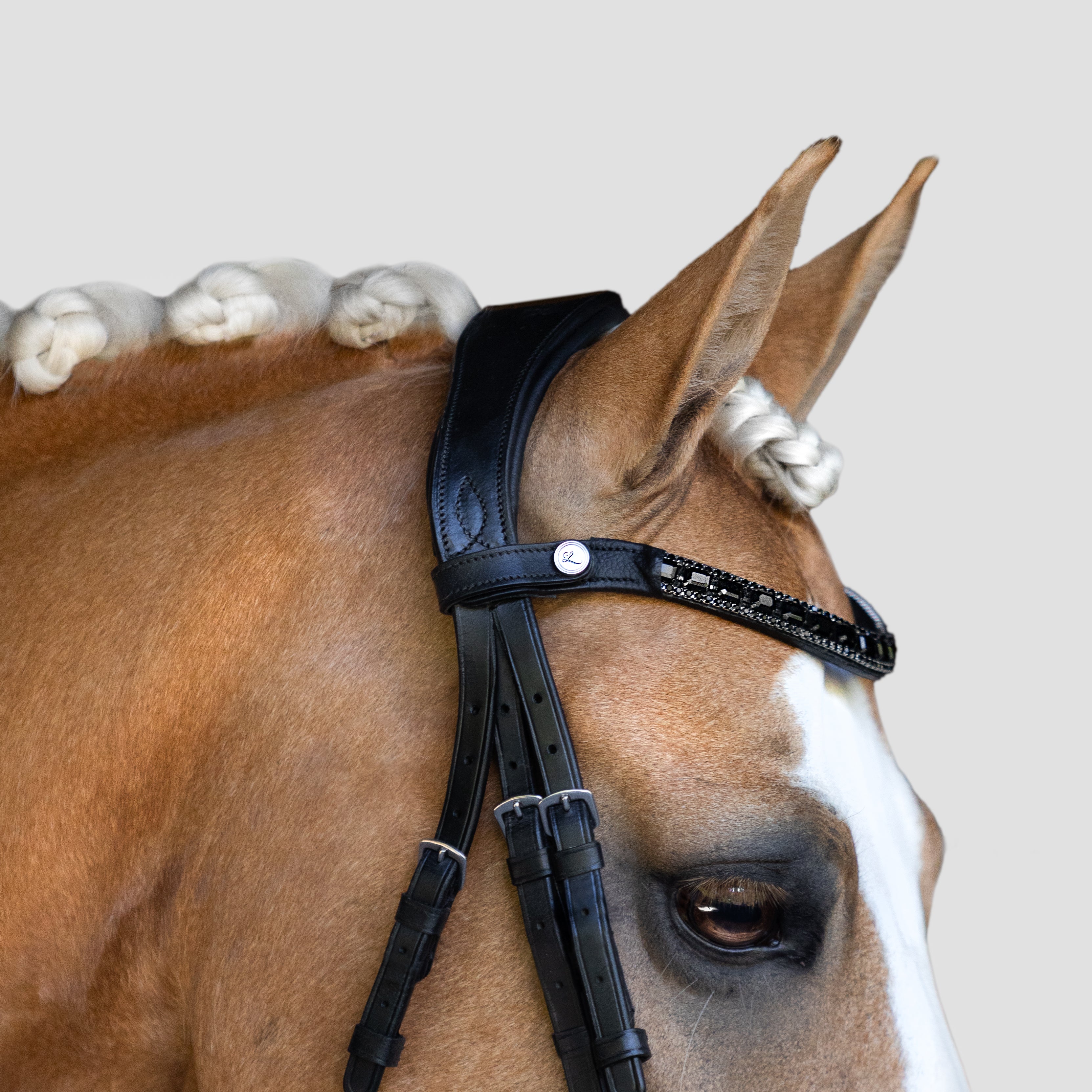 'Audrey' Rolled Leather Bridle (Hanoverian) - Lumiere Equestrian