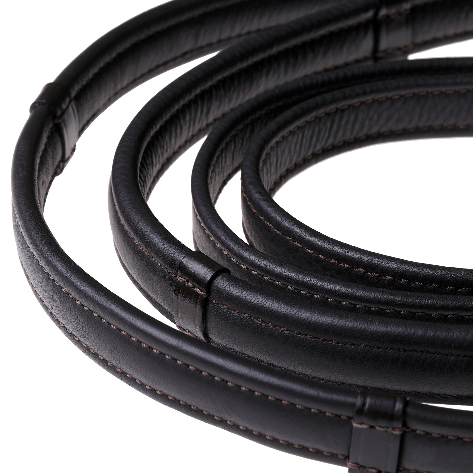 Padded nappa leather reins (flat) with white stitching (silver fittings)