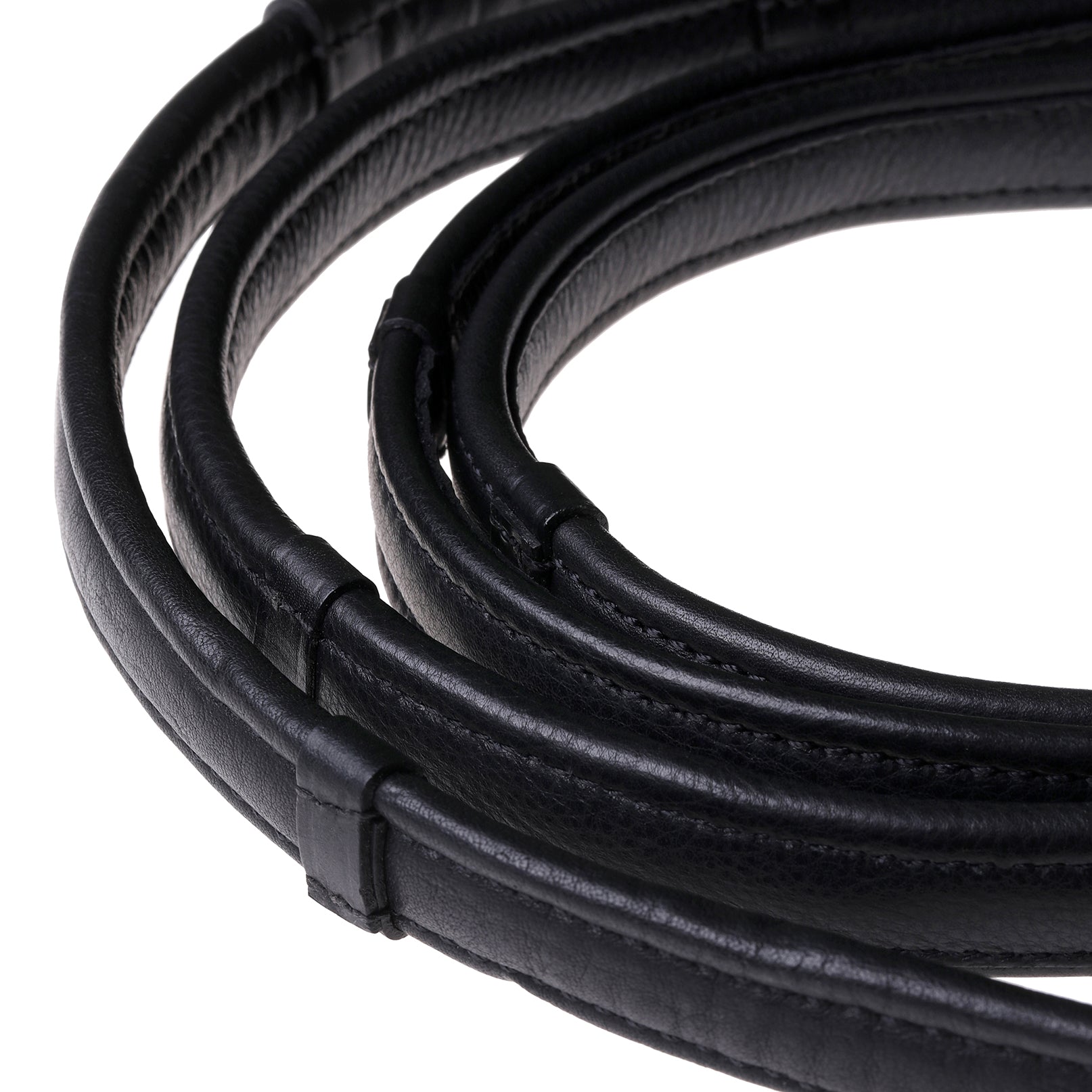 Padded nappa leather reins (rolled) - black & brown (silver fittings) - Clearance