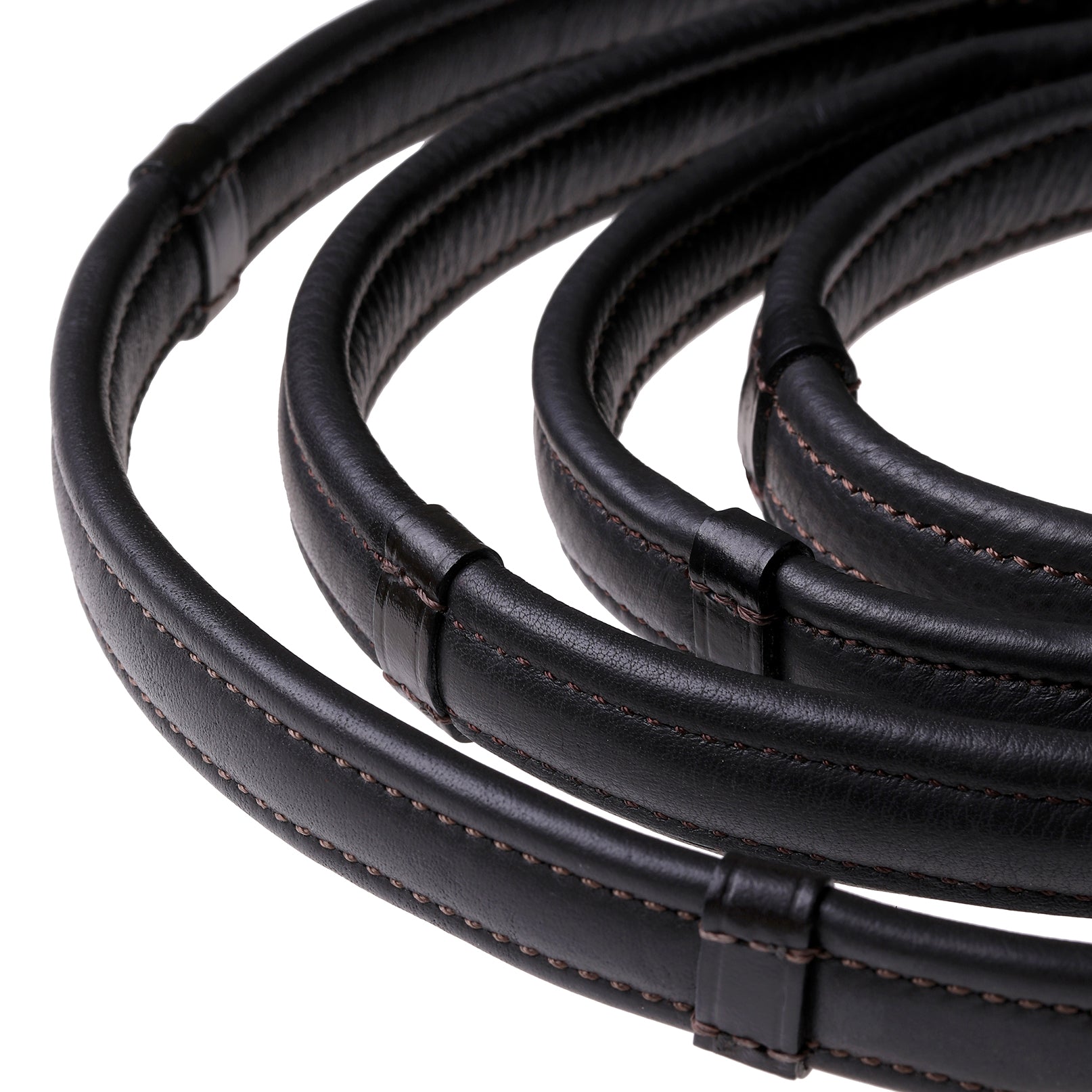 Padded nappa leather reins (flat) - black & brown (silver fittings) (Lumi Pony) - (Small Pony/Shetland) - Clearance