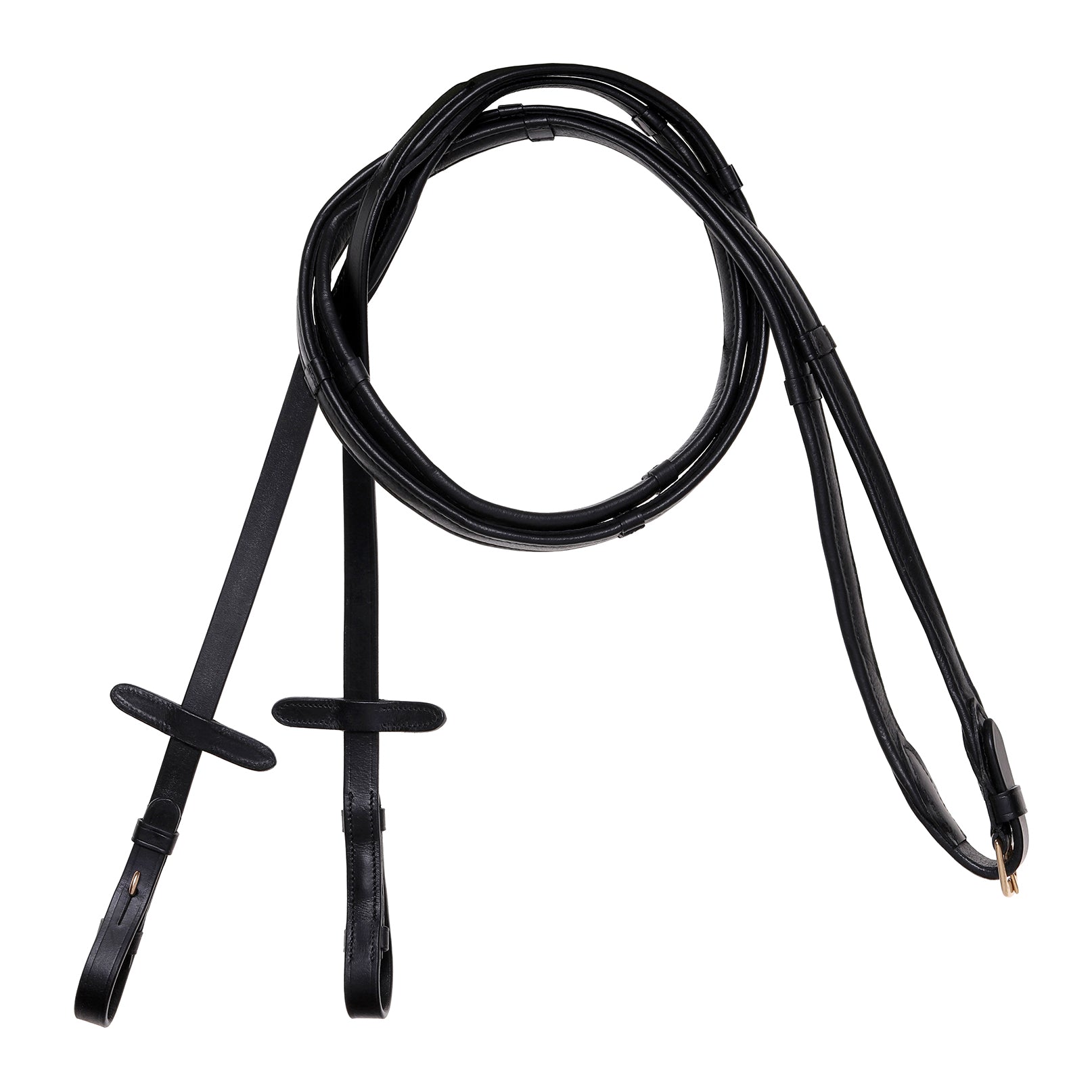 Padded Nappa Leather Reins (Flat) - (Gold Fittings)