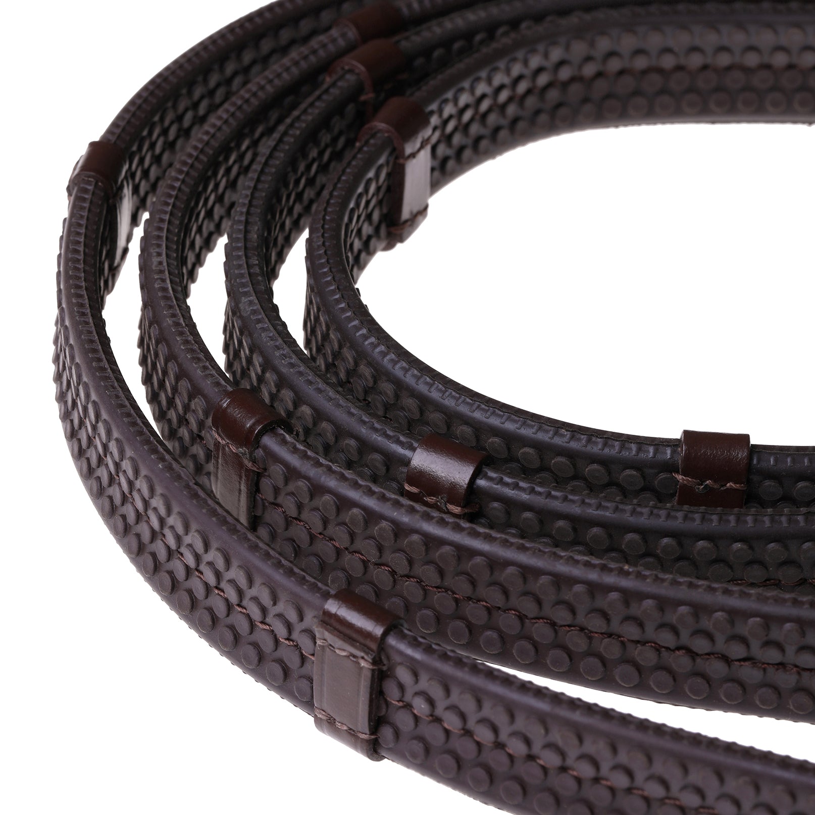 Leather & Rubber Grip Reins (Flat) with white stitching (Silver Billet) (Lumi Pony) (Mini Pony)