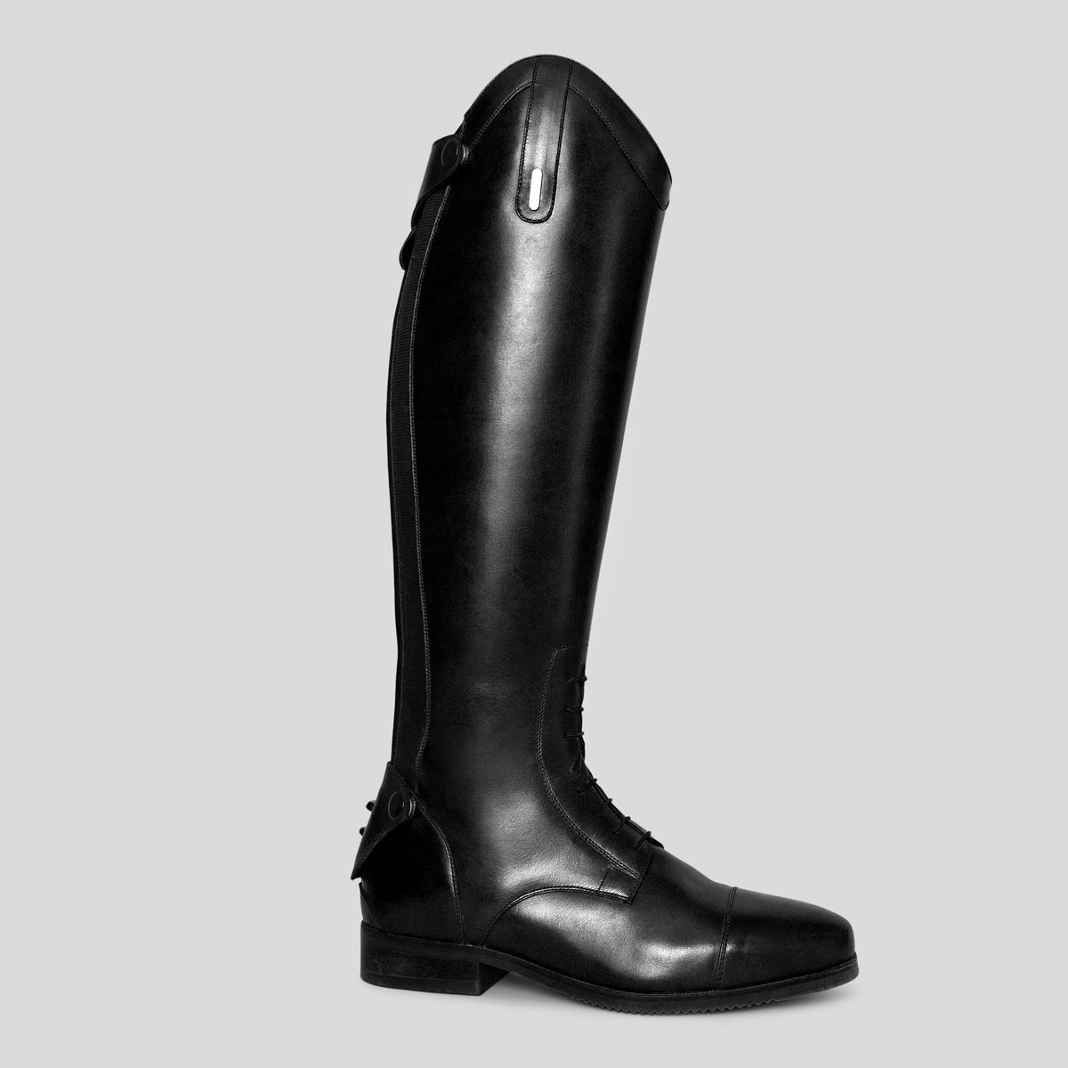 Black leather equestrian tall boots