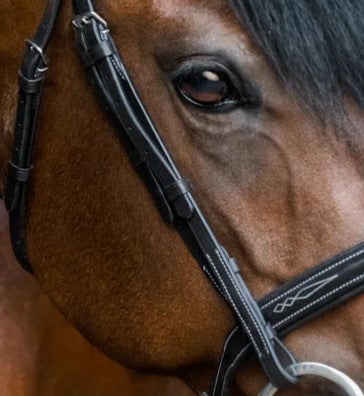 Cheek straps flat - (black & brown) - white stitching