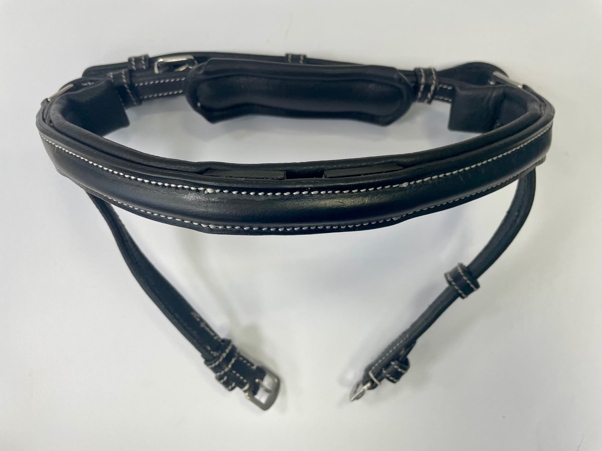 Black leather bridle on a white background
