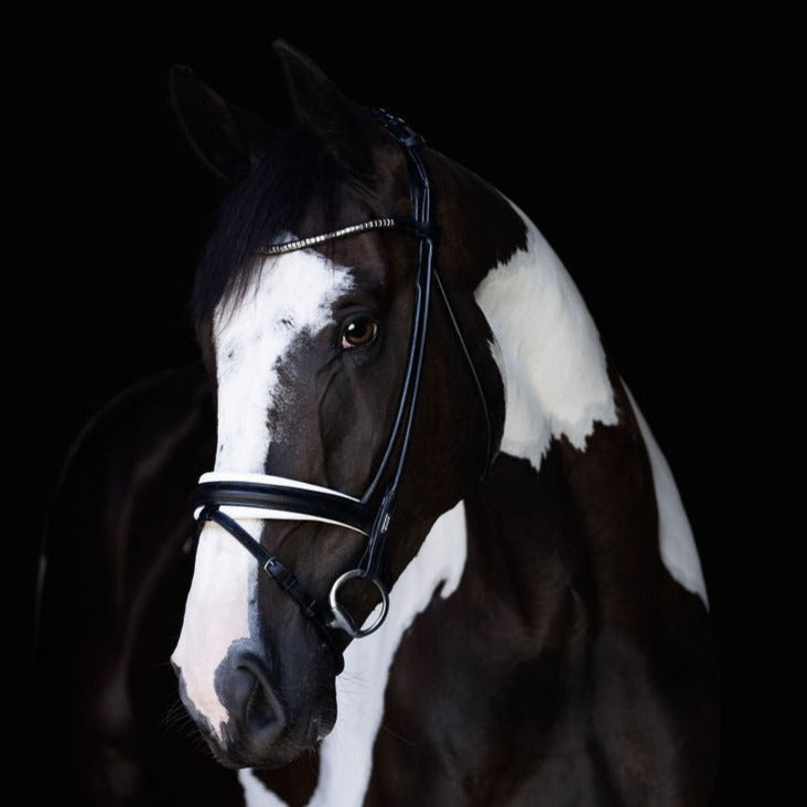 'Mercie' rolled white padded bridle - Lumiere Equestrian