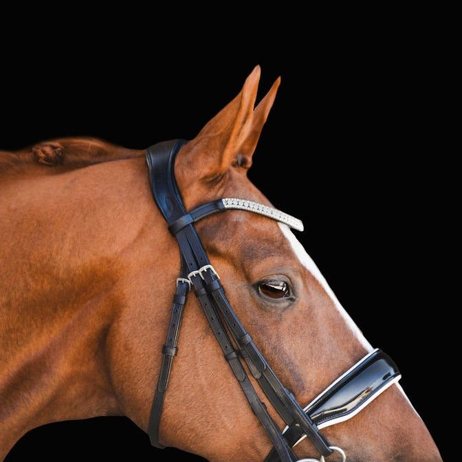'Adeline' Italian leather bridle - (double) - Lumiere Equestrian