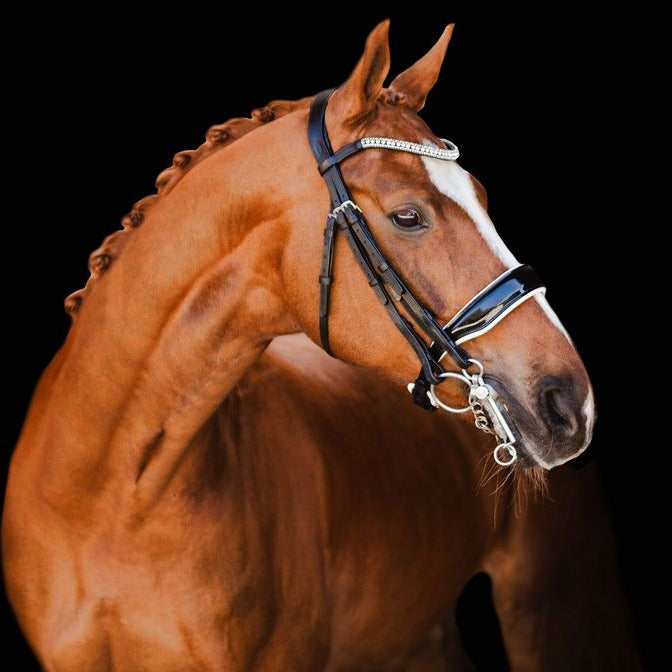 'Adeline' Italian leather bridle - (double) - Lumiere Equestrian