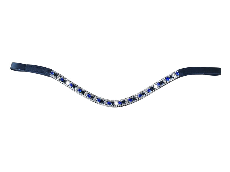 Blue crystal browband - (black leather) - Lumiere Equestrian