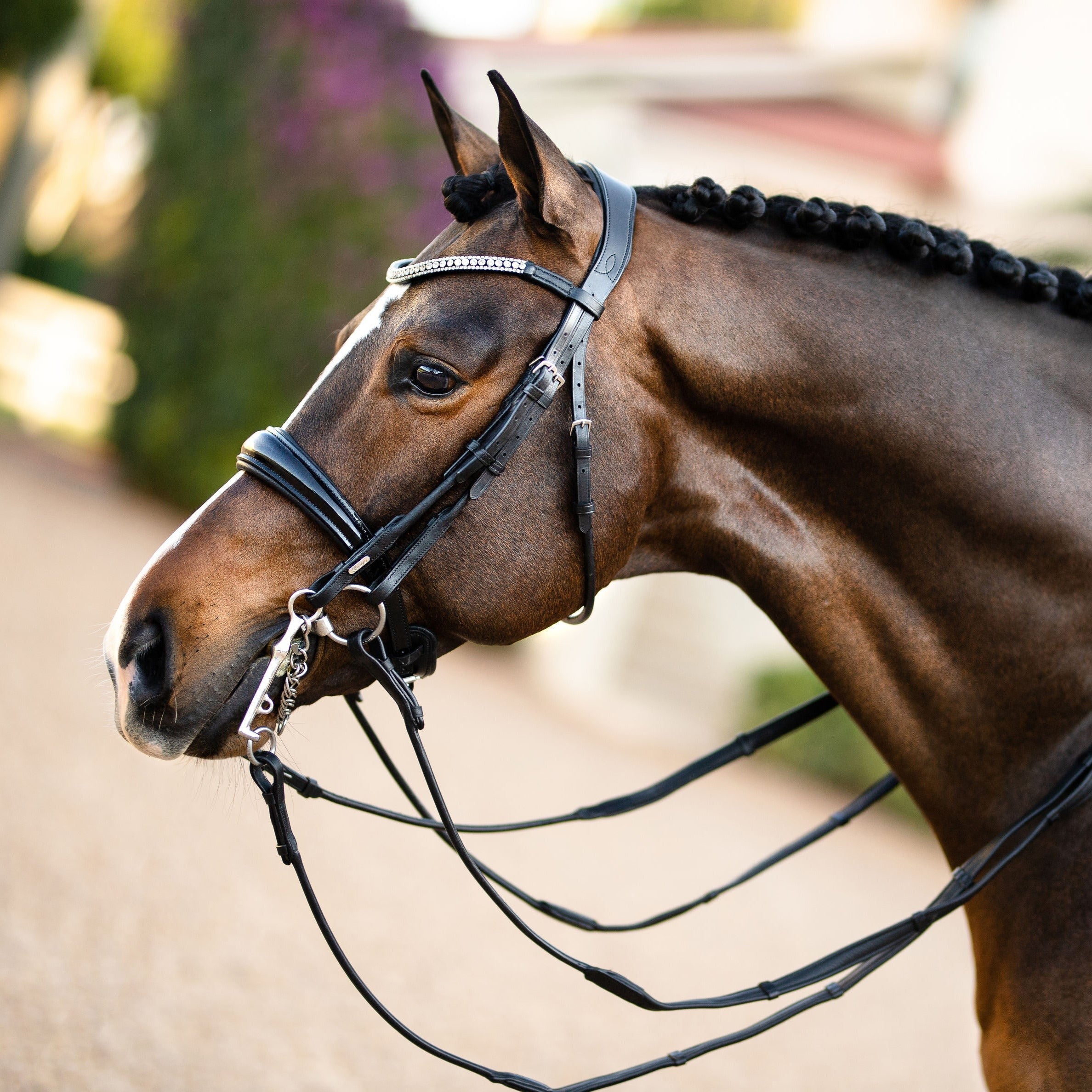'Amie' luxury leather bridle - (double) - Lumiere Equestrian