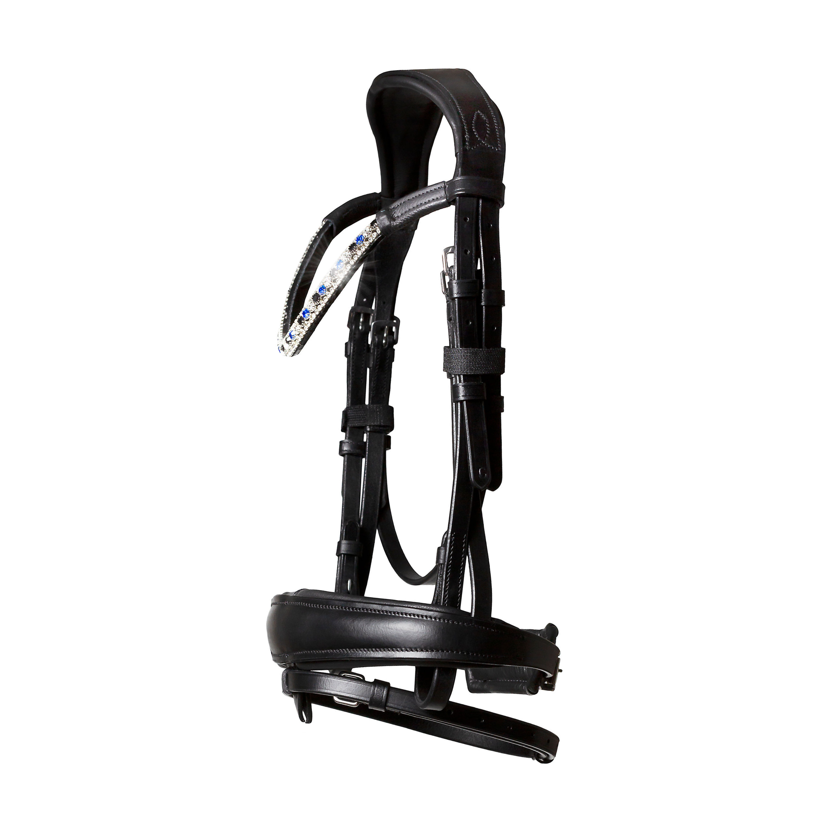 'Anastasia' Italian leather bridle (convertible) - black - Lumiere Equestrian