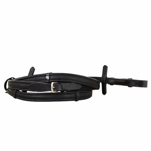 Padded nappa leather reins (flat) - black & brown (silver fittings) - Lumiere Equestrian