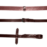 Leather & Rubber Grip Reins (Flat) - Oak (Silver fittings) - Clearance