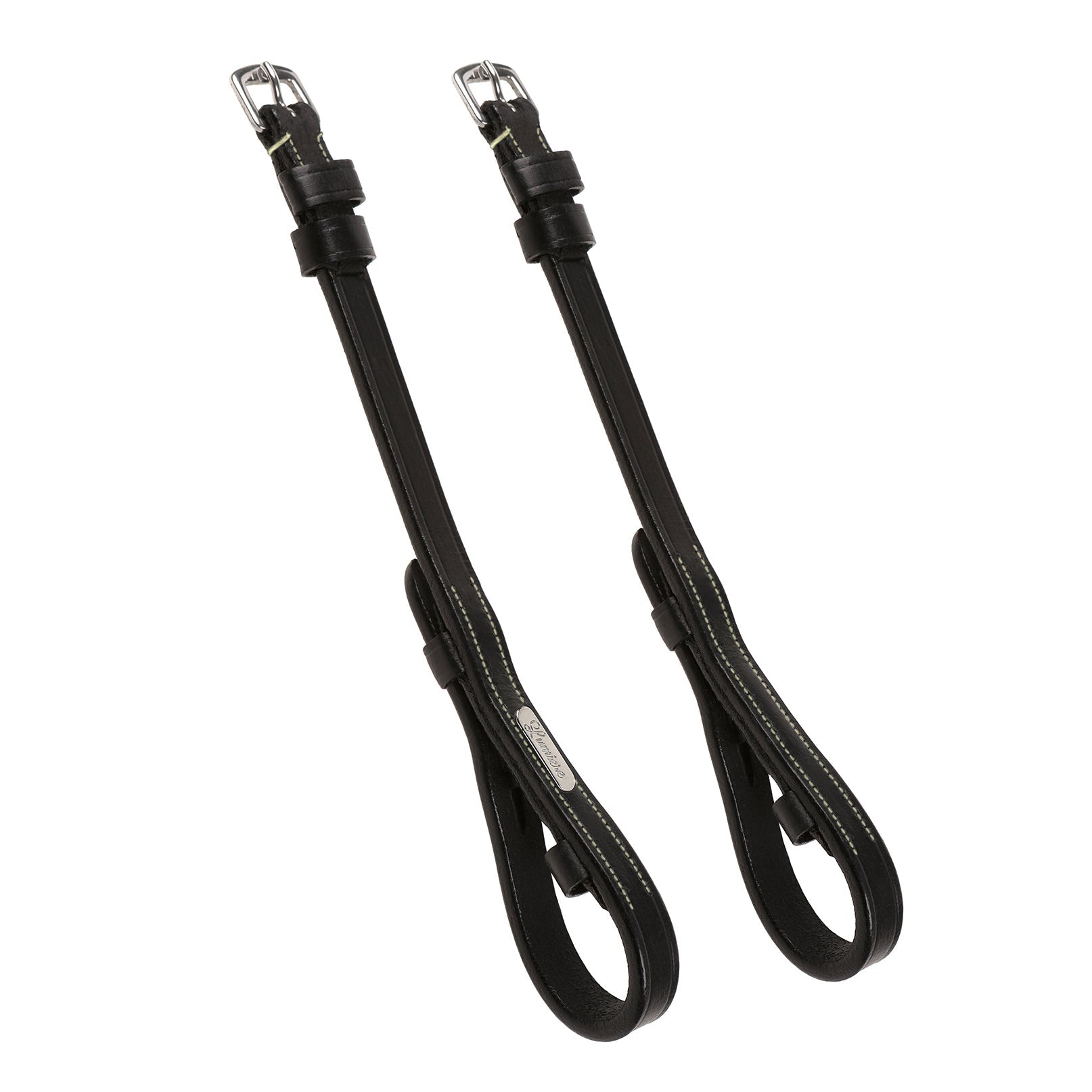 Cheek straps flat - (black & brown) - white stitching