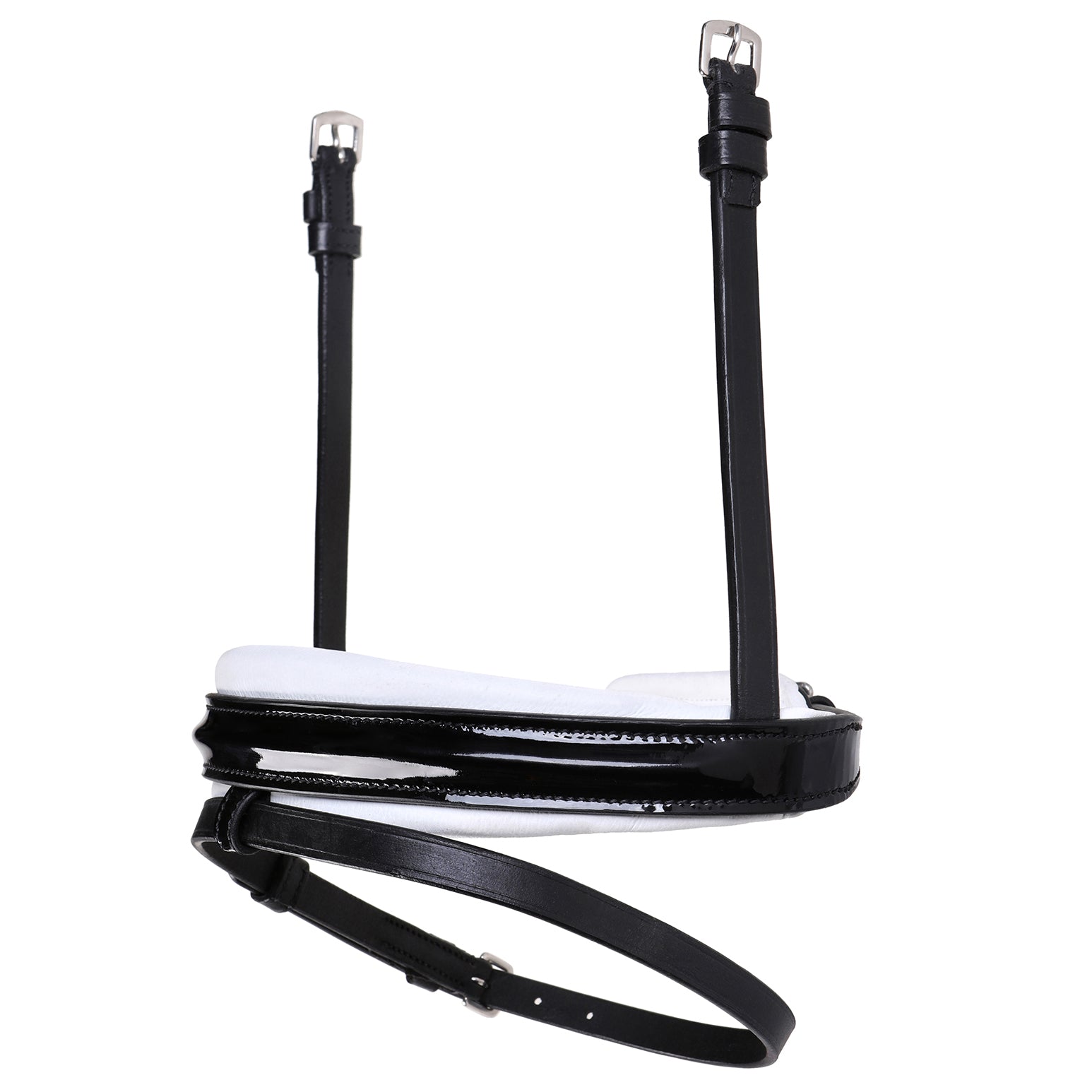 Melodie noseband - patent, white padding (hanoverian) - Lumiere Equestrian