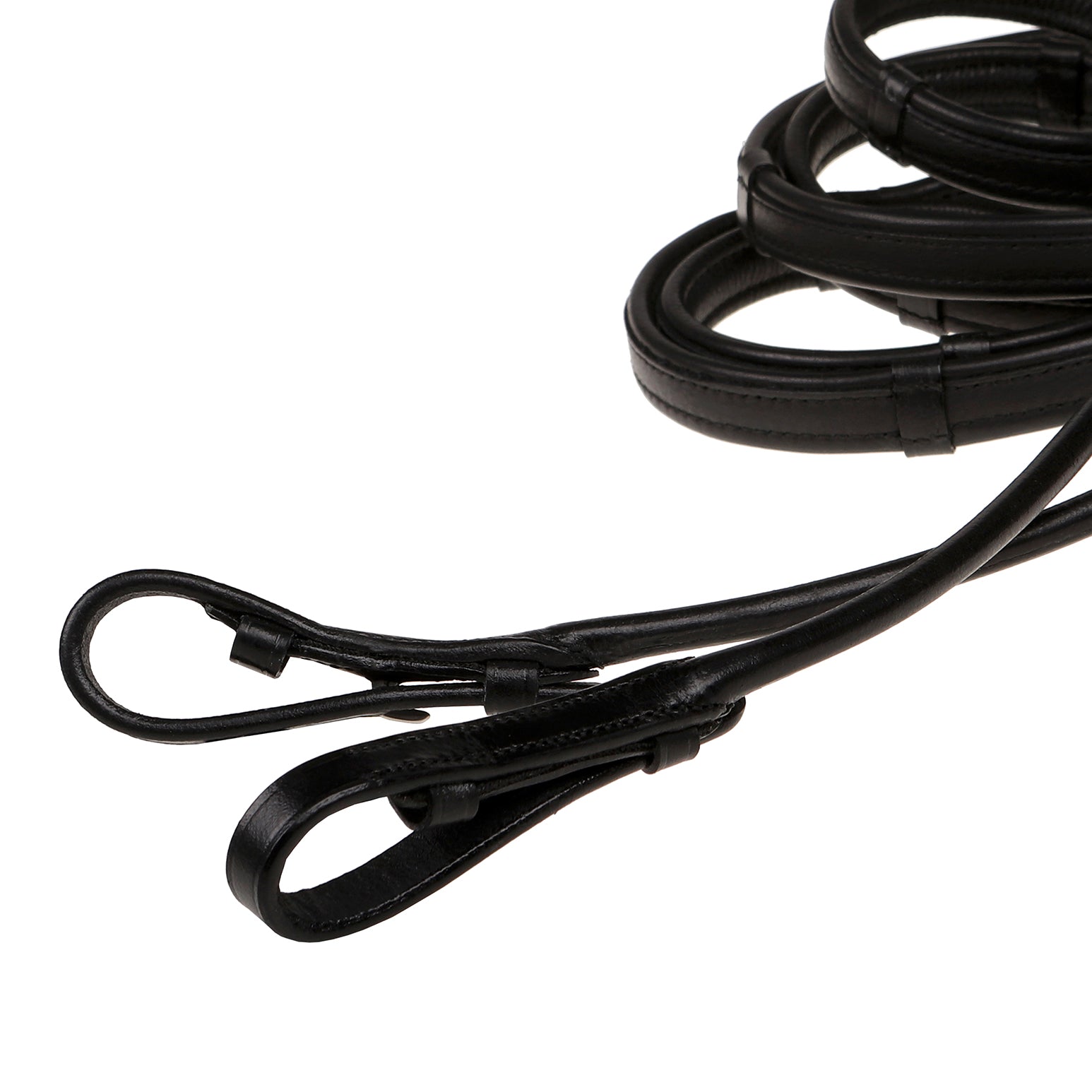 Padded nappa leather curb reins - (rolled) - Lumiere Equestrian