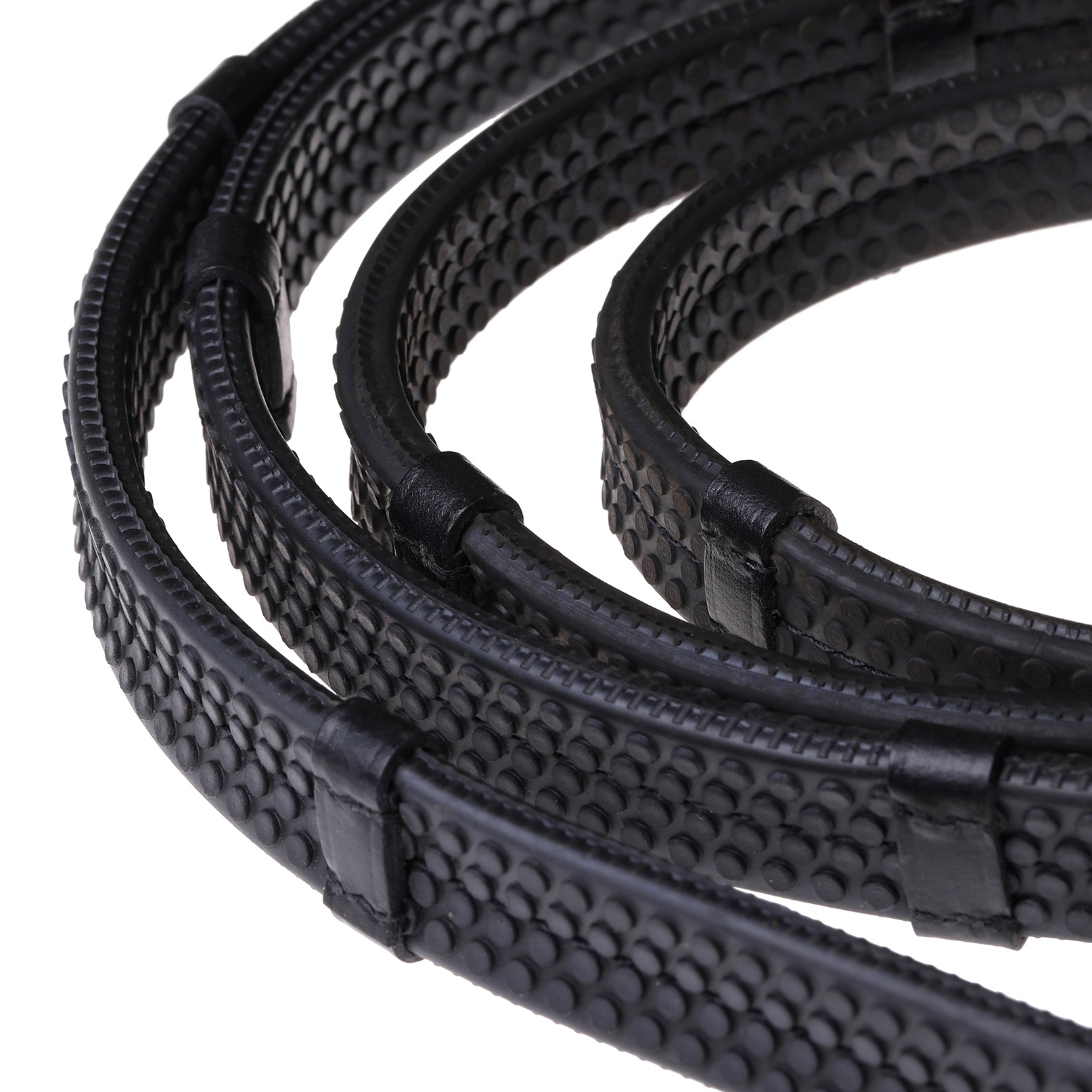 Leather & Rubber Grip Reins (Flat) with white stitching (Silver Billet)