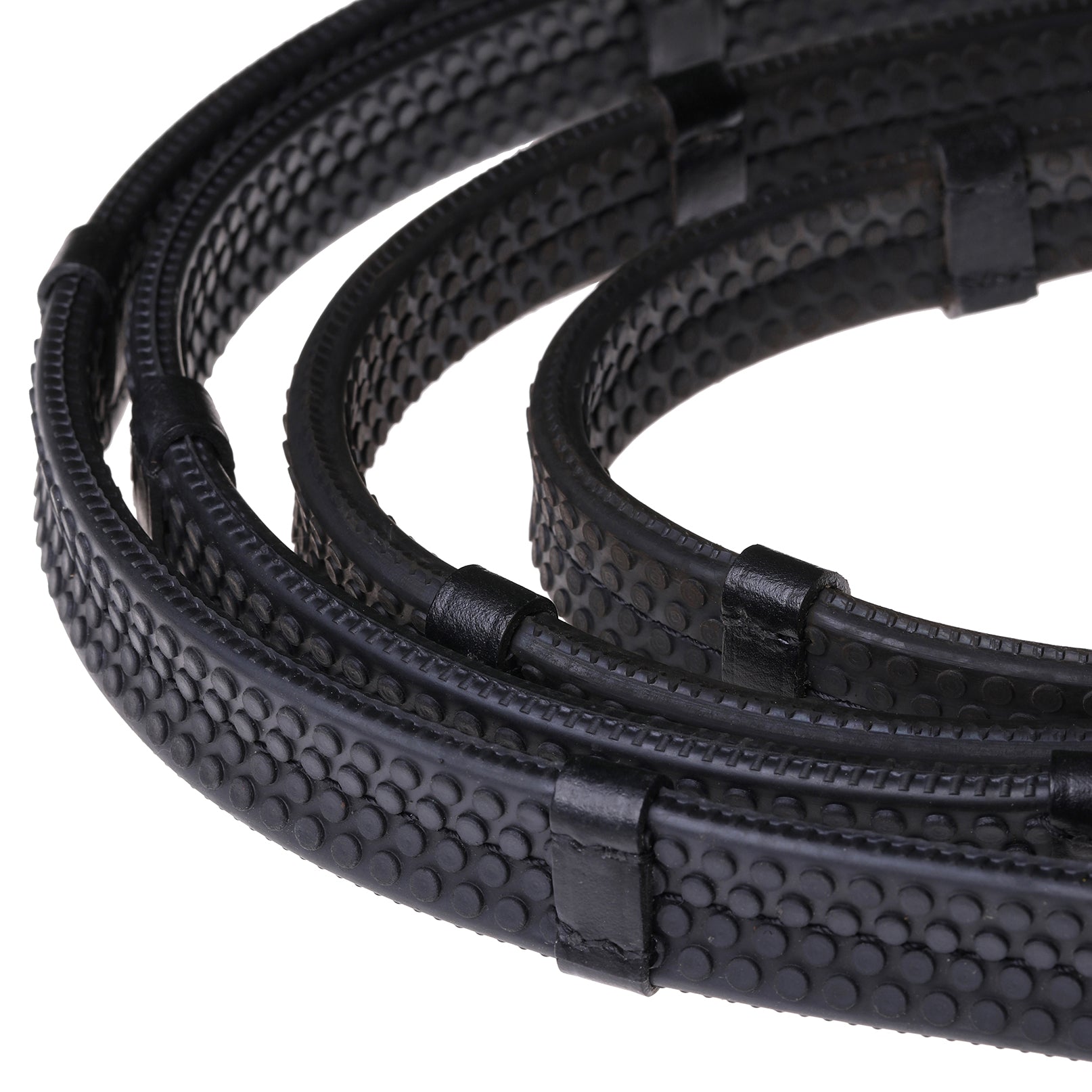 Leather & Rubber Grip Reins (Rolled) - Black & Brown (Silver Fittings)