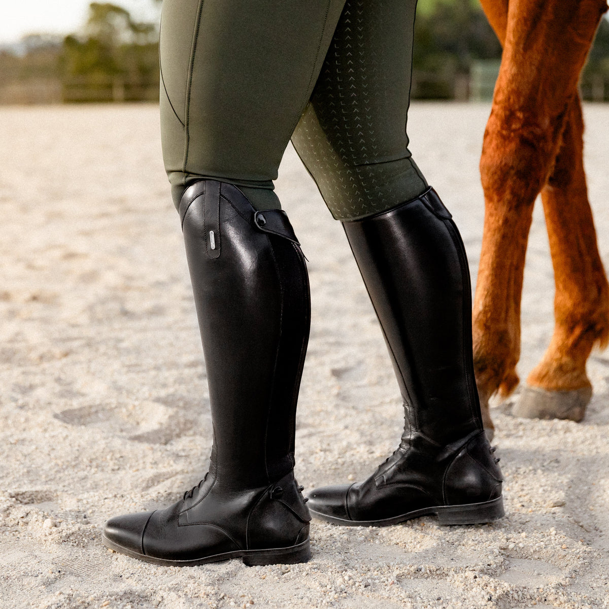 Equestrian field boots black wide calf