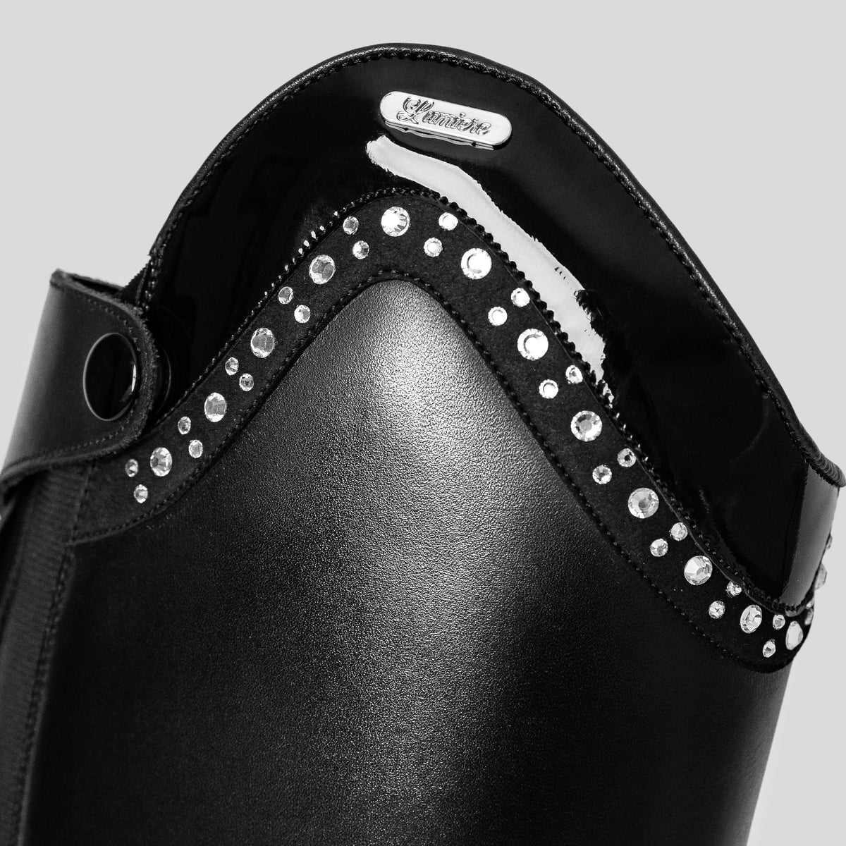 Leather Tall boots patent crystal