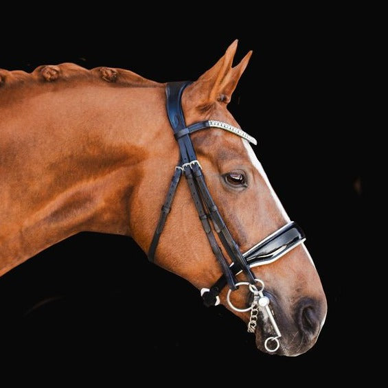 'Adeline' Italian leather bridle - (double) - Lumiere Equestrian