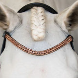 Rose gold crystal browband - (black & brown leather) - Lumiere Equestrian