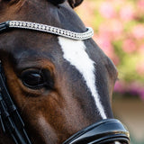 Solitaire crystal browband - (black leather)