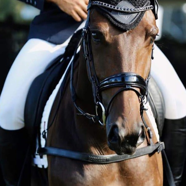 'Alicia' dressage breastplate - black - Lumiere Equestrian