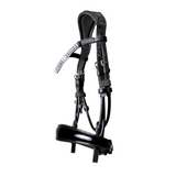rolled Italian leather bridle (cavesson) - black