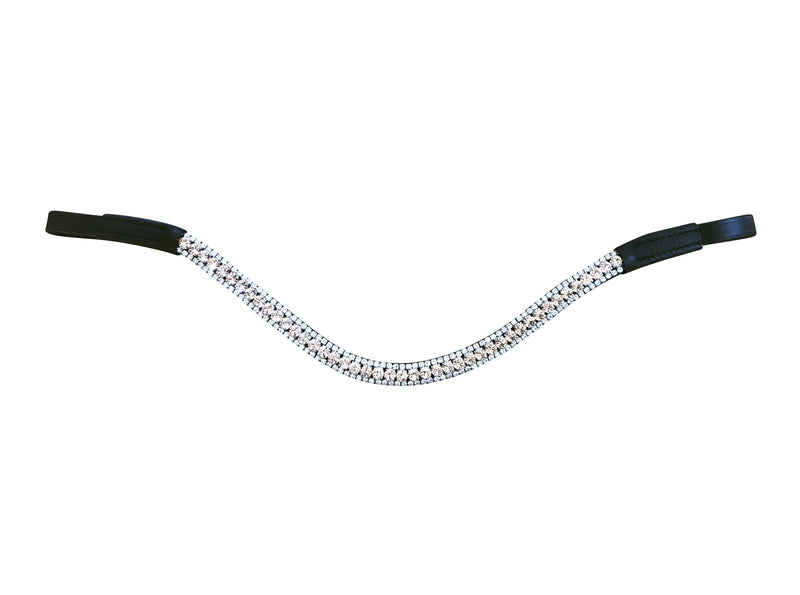 Champagne crystal browband - (black leather) - Lumiere Equestrian