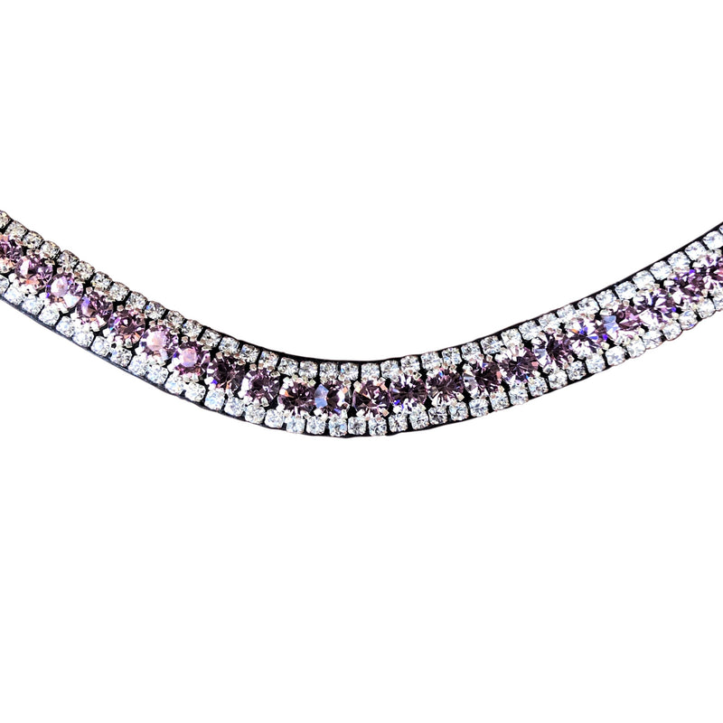 Lavender crystal browband - (black leather)