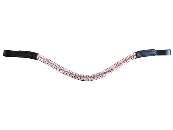 Baby pink crystal browband - (black leather)