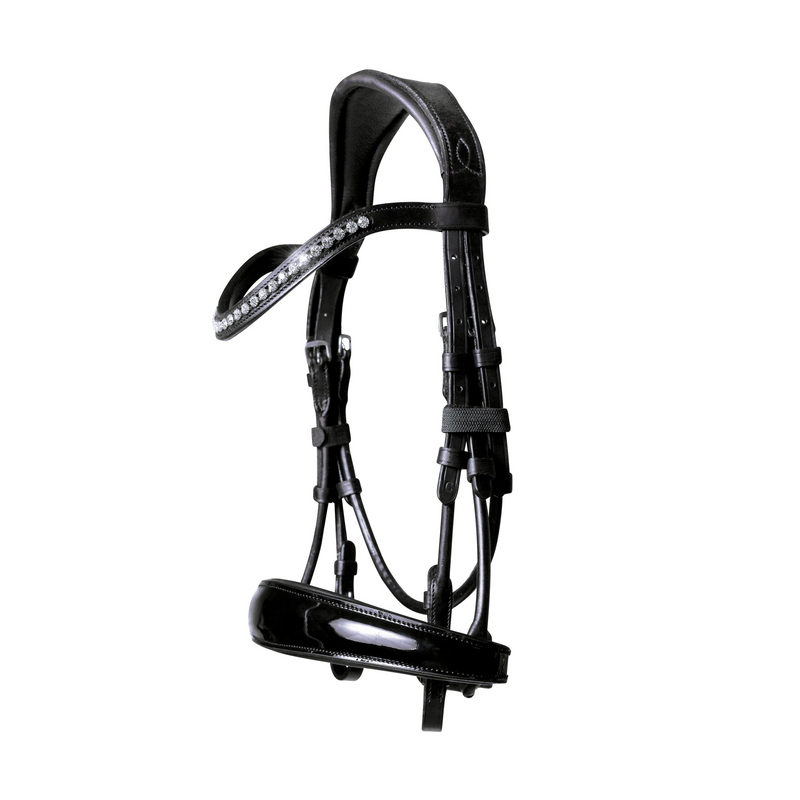 'Aurelie' Italian leather bridle (cavesson) - black - Lumiere Equestrian