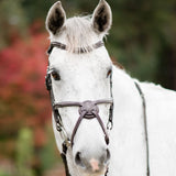 'Ava' Italian leather grackle bridle (no sheepskin) - black & brown - Lumiere Equestrian