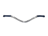 Silver, deep wave crystal browband - (black leather, smaller loop) - Lumiere Equestrian
