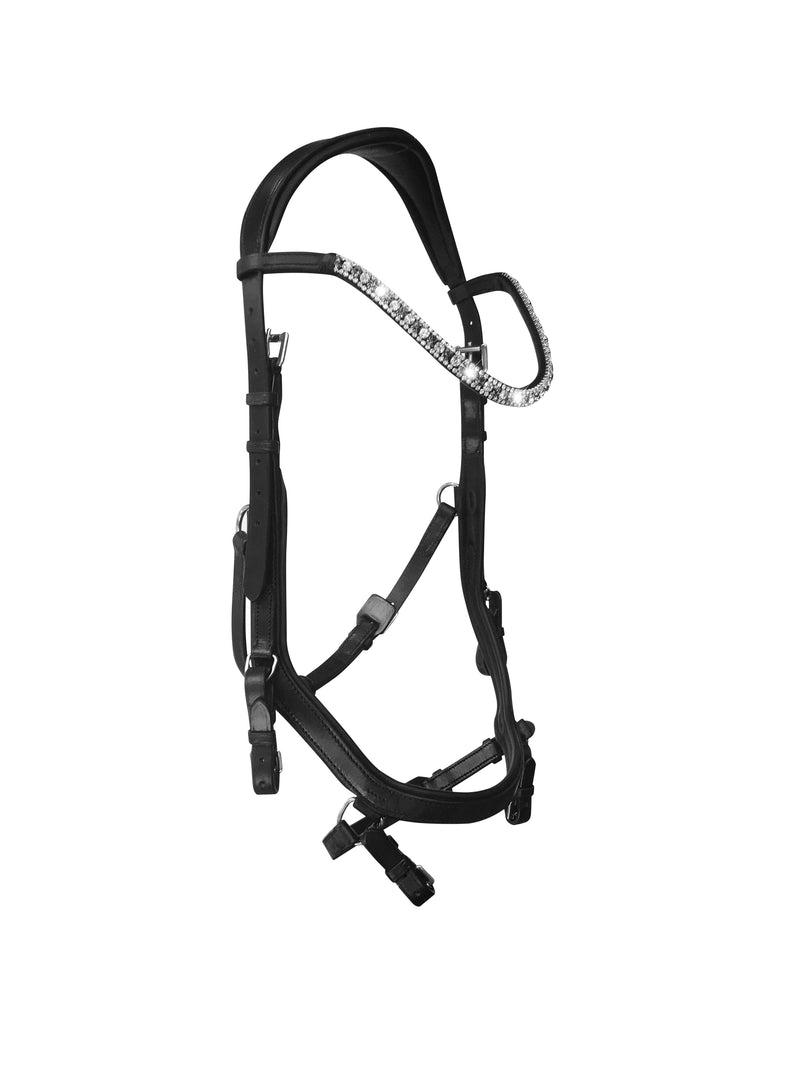 'Azure' (micklem style) Italian leather bridle - black - Lumiere Equestrian