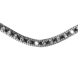Silver, deep wave crystal browband - (black leather) - Lumiere Equestrian