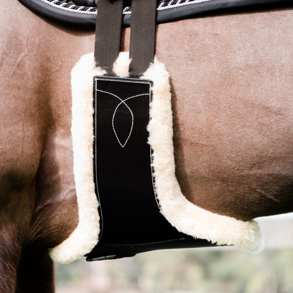 Long Stud Girth - build your own (cream sheepskin for BLACK girth) - Lumiere Equestrian
