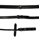 Leather & Rubber Grip Reins (Rolled) - Black & Brown (Silver Fittings)