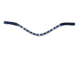 Blue crystal browband - (black leather) - Lumiere Equestrian