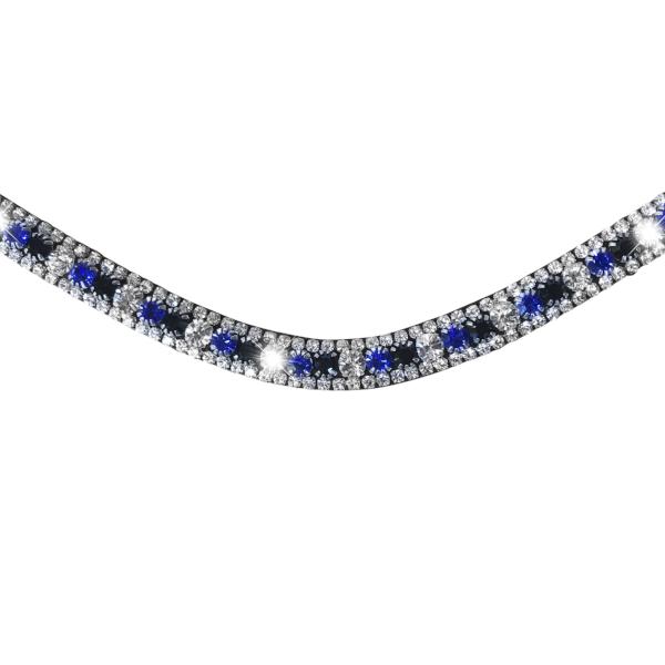Blue crystal browband - (black leather) - Lumiere Equestrian
