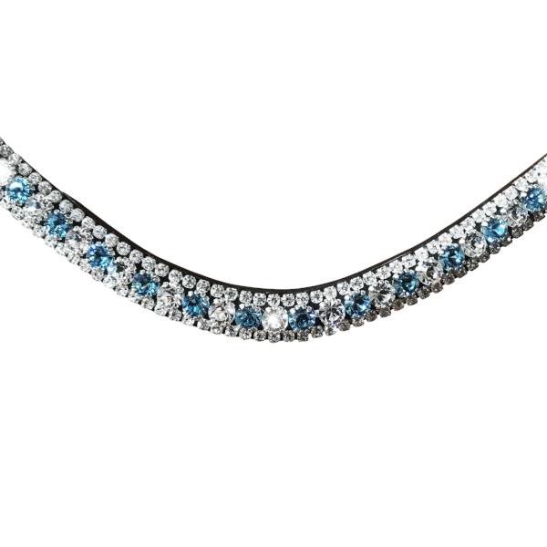 Baby blue, deep wave crystal browband - (black leather) - Lumiere Equestrian