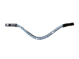 Baby blue, deep wave crystal browband - (black leather) - Lumiere Equestrian