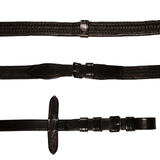 Padded nappa leather reins (flat) - black & brown (silver fittings)