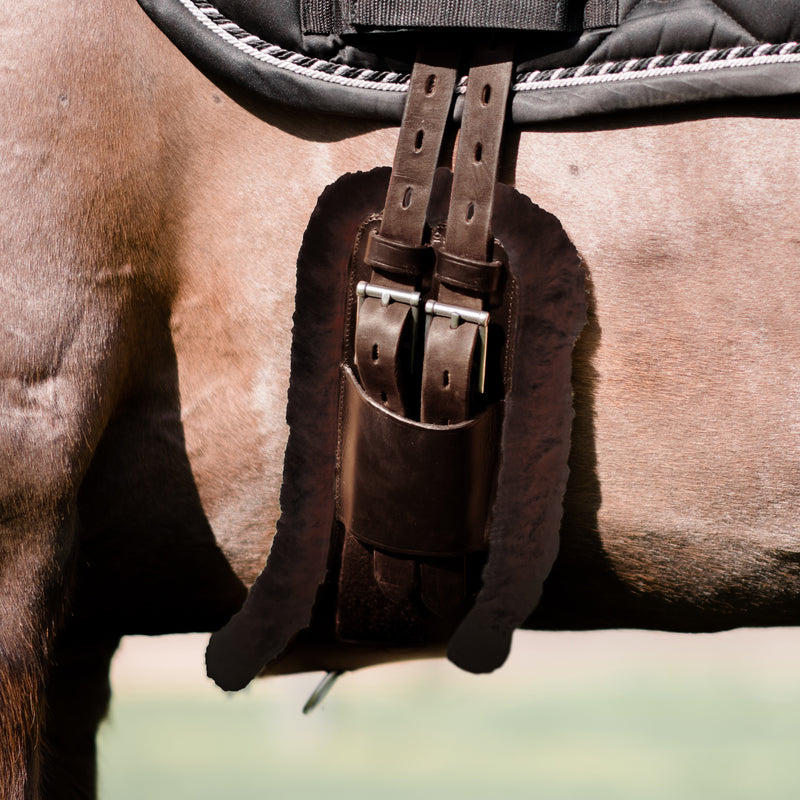 Anatomic dressage girth - build your own (brown sheepskin) - Lumiere Equestrian