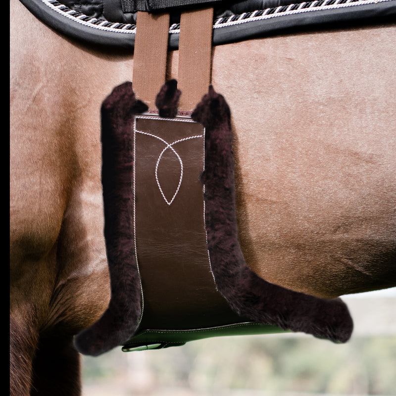 Long Stud Girth - build your own (brown sheepskin) - Lumiere Equestrian