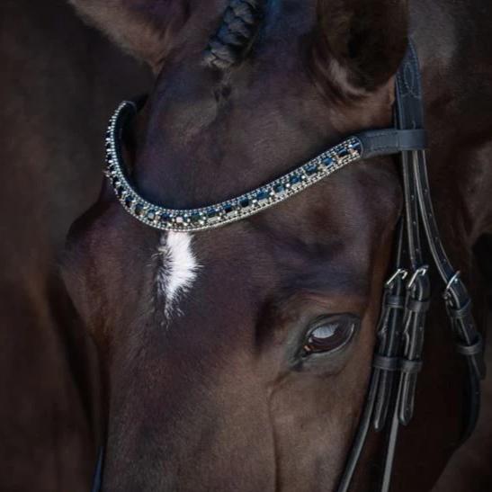 'Audrey' black Italian leather bridle - hanoverian - Lumiere Equestrian