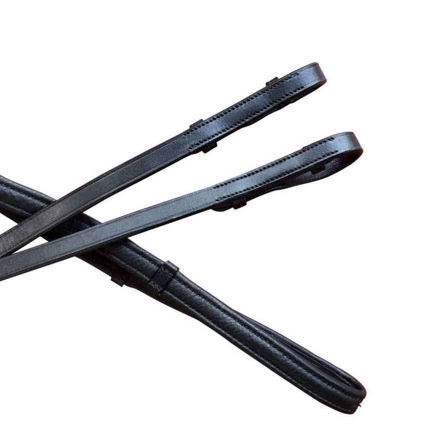 Padded nappa leather curb reins - (flat)