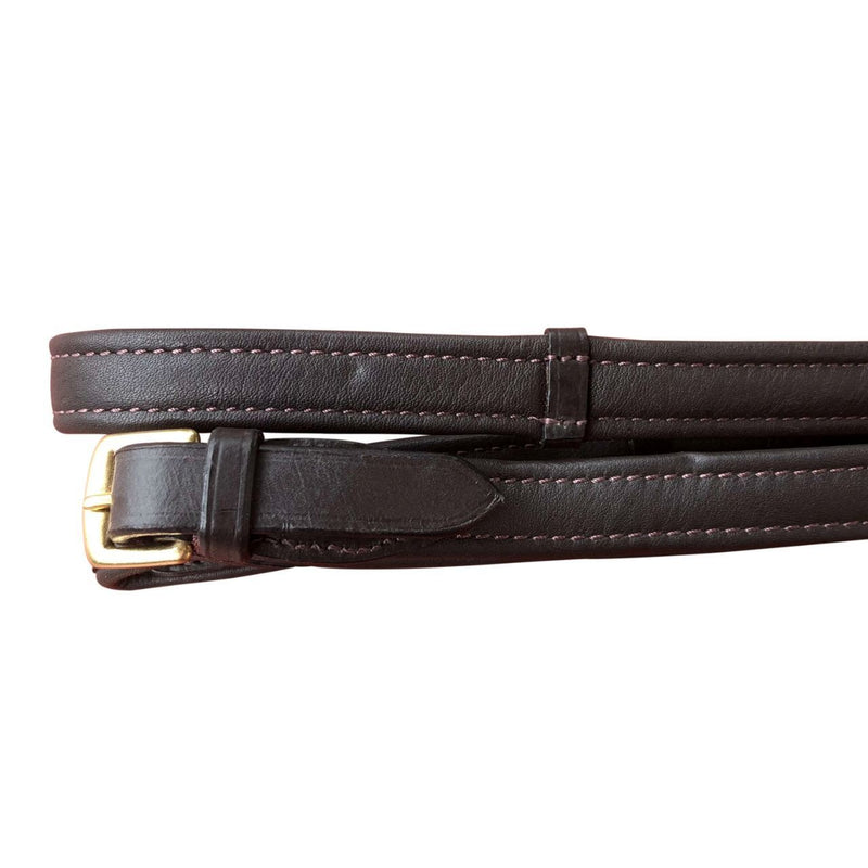 Padded nappa leather reins (flat) - brown & brass