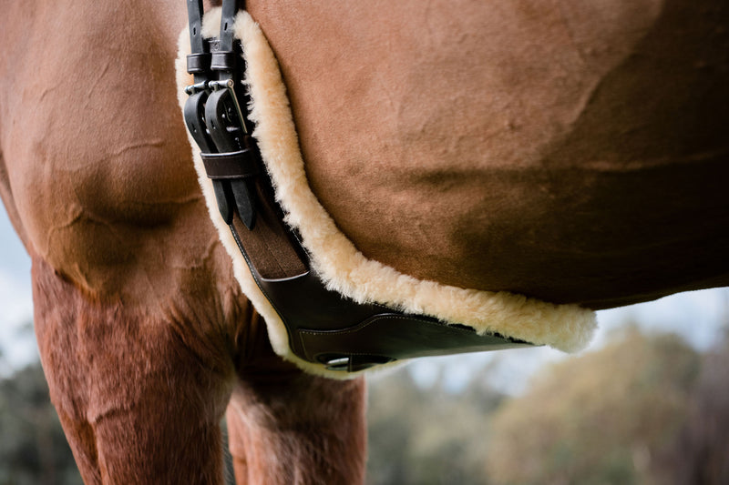 Short stud girth - build your own (cream sheepskin for BROWN girth) - Lumiere Equestrian